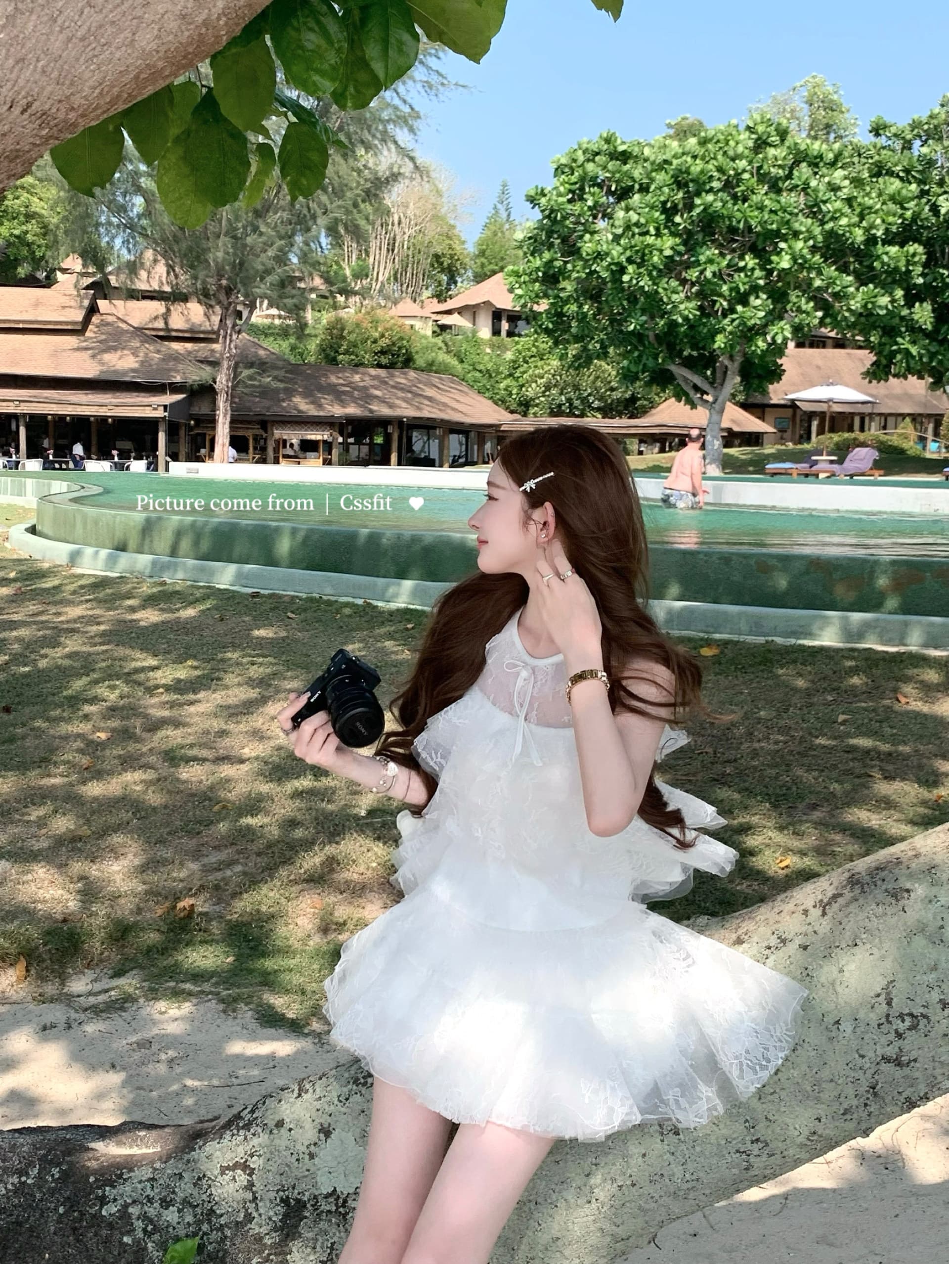 늦게 우산 우산 26 ss 시칠리아 아몬드 jor a 망사 자수 민소매 맨위 퍼프 미니 스커트 세트 상세 이미지 36