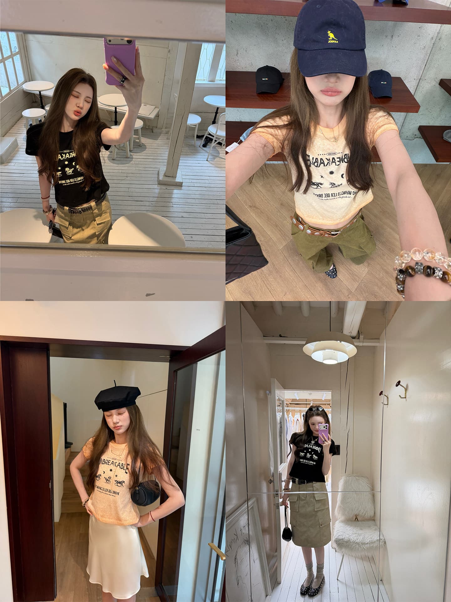 aaaaxbbb 레트로 vibe 슈퍼 어려운 마 오래된 공예 레트로 티셔츠 쇼트 스타일 라운드 넥 작은 말 프린트 반팔 tee 상세 이미지 2