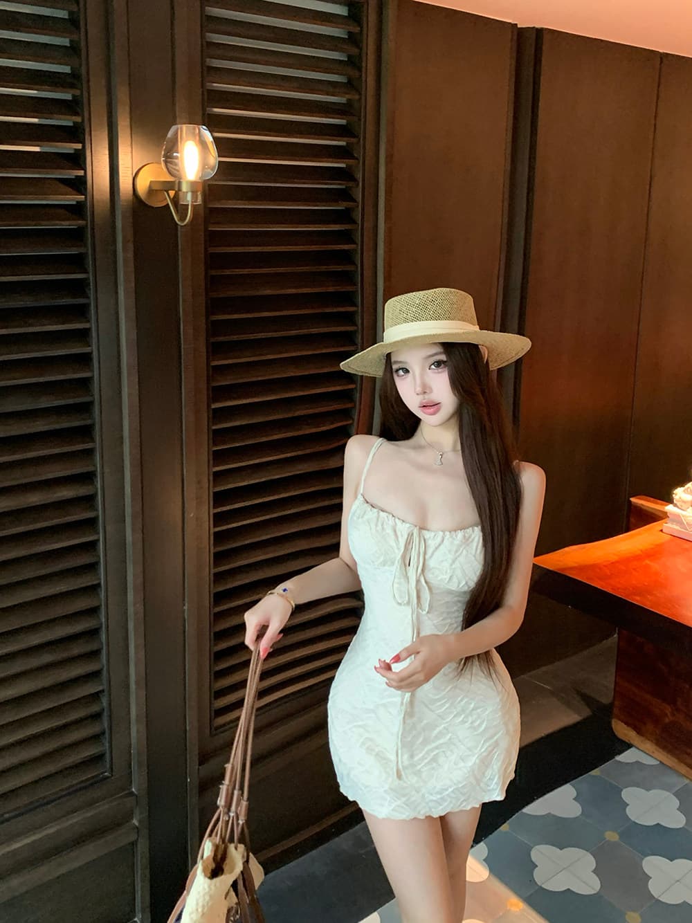 순수한 욕망 허리 수축 슬립 드레스 여성 의류 여름 질감 센스 허리 수축 슬림해 보이는 타이트 스커트 미니 스커트 오프숄더 휴가 치마 이미지 3
