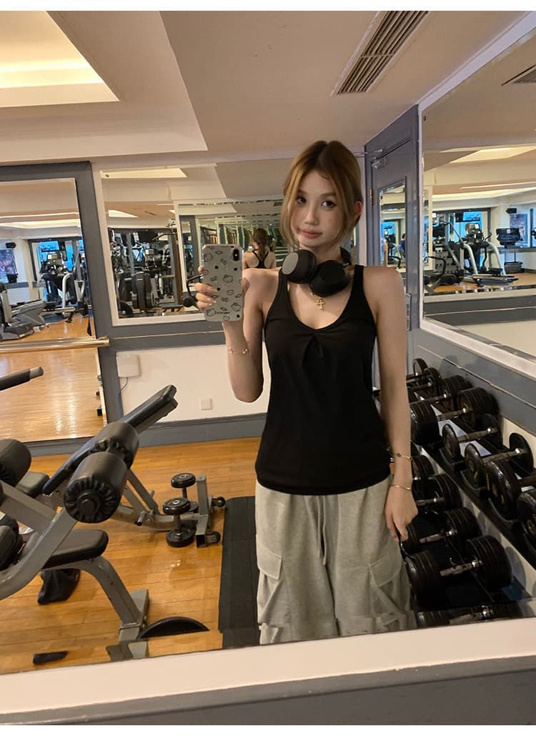 tongiiuu 커브 리모델링 V넥 단어 캐미솔 몸매 가꾸기 슬림해 보이는 맨위 여름 벨트 가슴 패드 상세 이미지 12