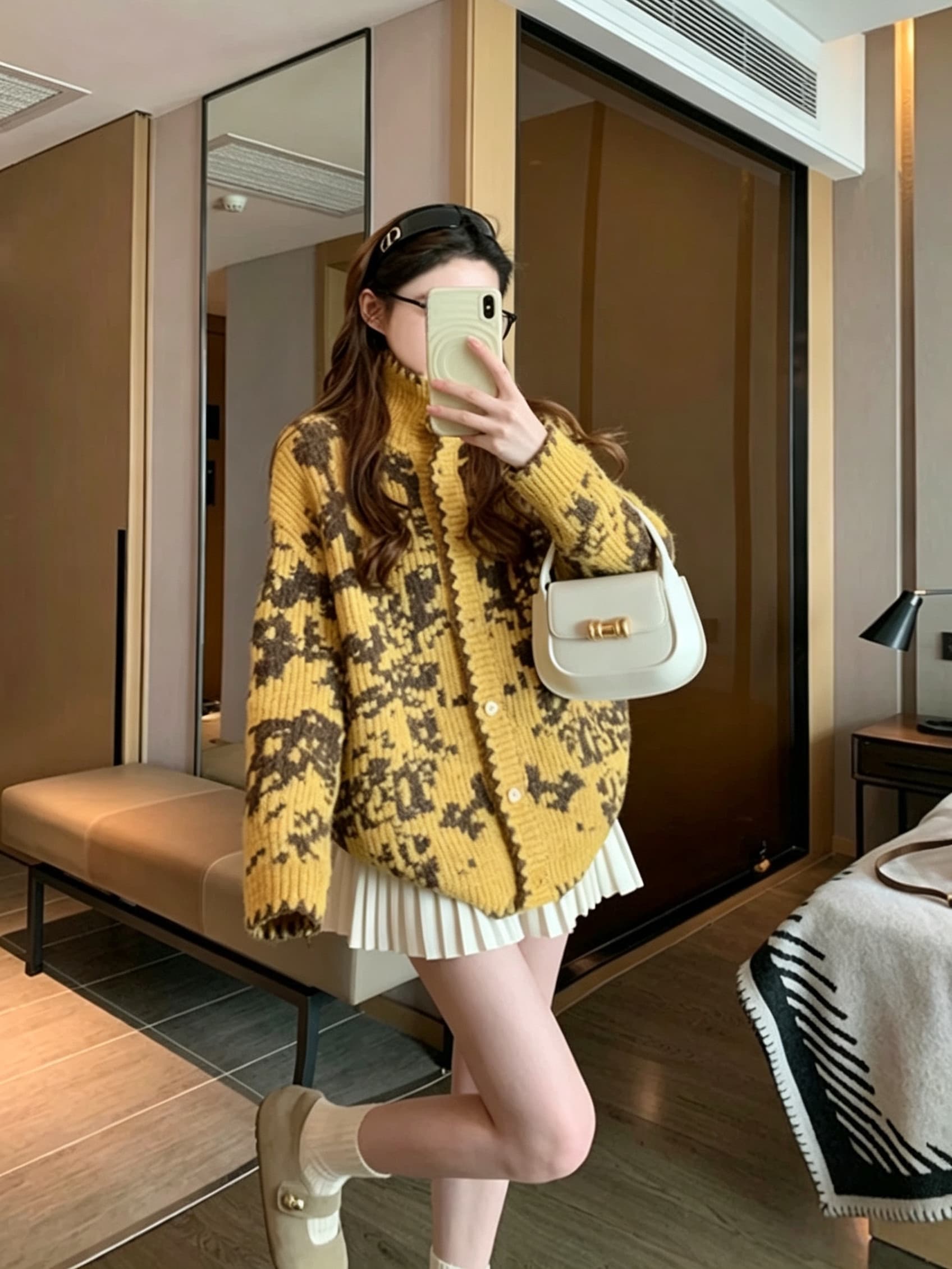 한 부서 작은 대중 헤일로 염색 자카드 스탠드 칼라 물결무늬 옆문 襟 니트 오픈 가디건 부드러운 찹쌀 다용도 분위기 센스 스웨터 코트 이미지 2