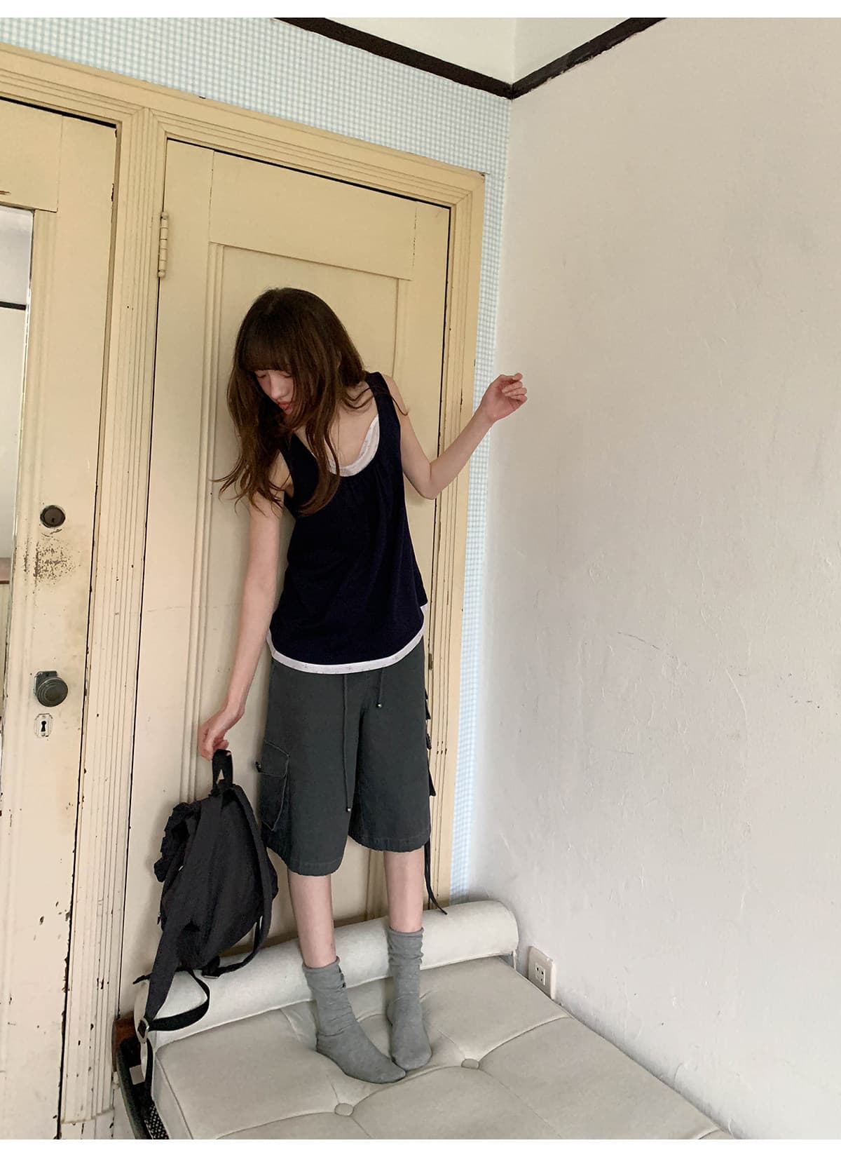 안녕하세요. 대포 페이크 레이어드 패치워크 조끼 여성 여름 새로운 한 부서 작은 루즈핏 디자인 센스 니트 스웨터 맨위 상세 이미지 18