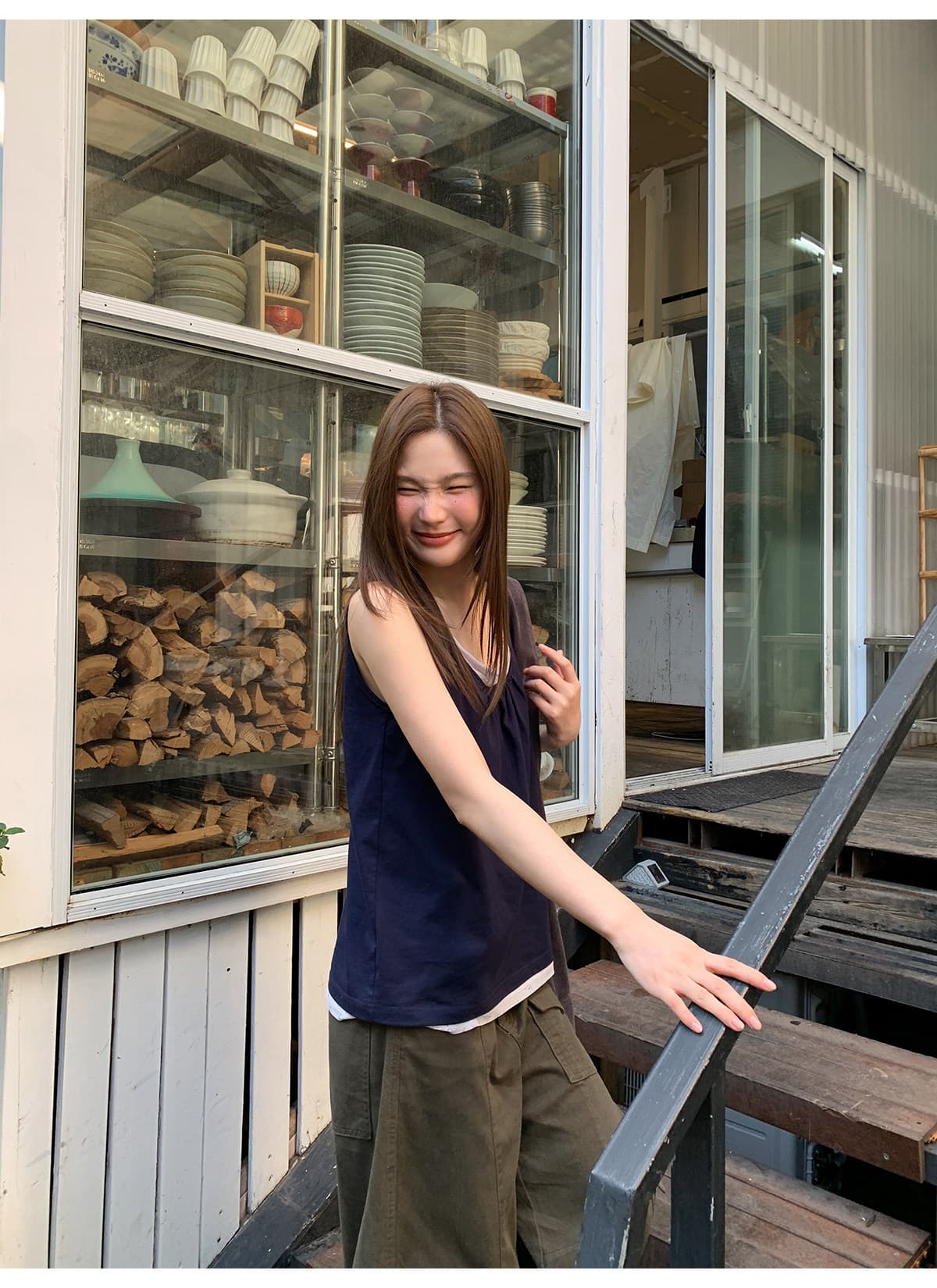 안녕하세요. 대포 페이크 레이어드 패치워크 조끼 여성 여름 새로운 한 부서 작은 루즈핏 디자인 센스 니트 스웨터 맨위 상세 이미지 20