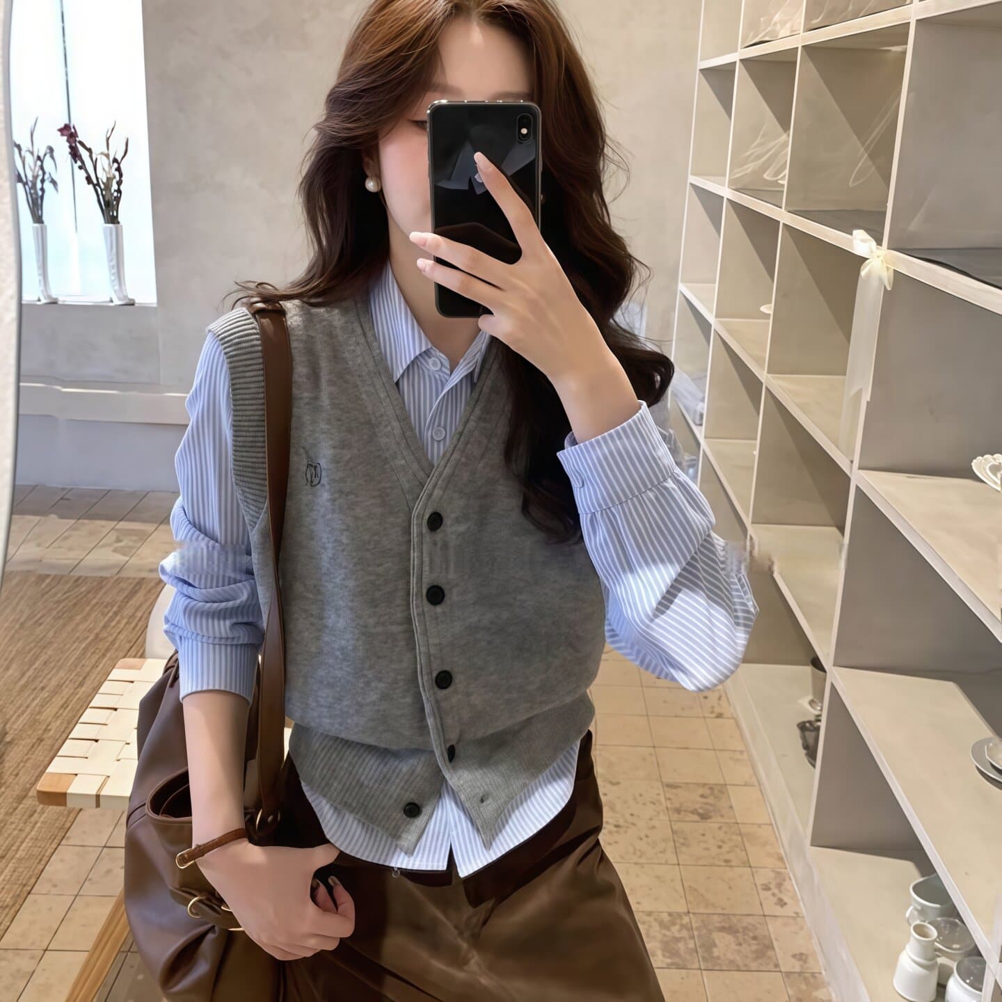 학원 스타일 다용도 정장 스웨터 베스트 오픈 가디건 여성 봄 가을 겨울 새로운 민소매 V넥 외출용 니트 조끼 상세 이미지 1