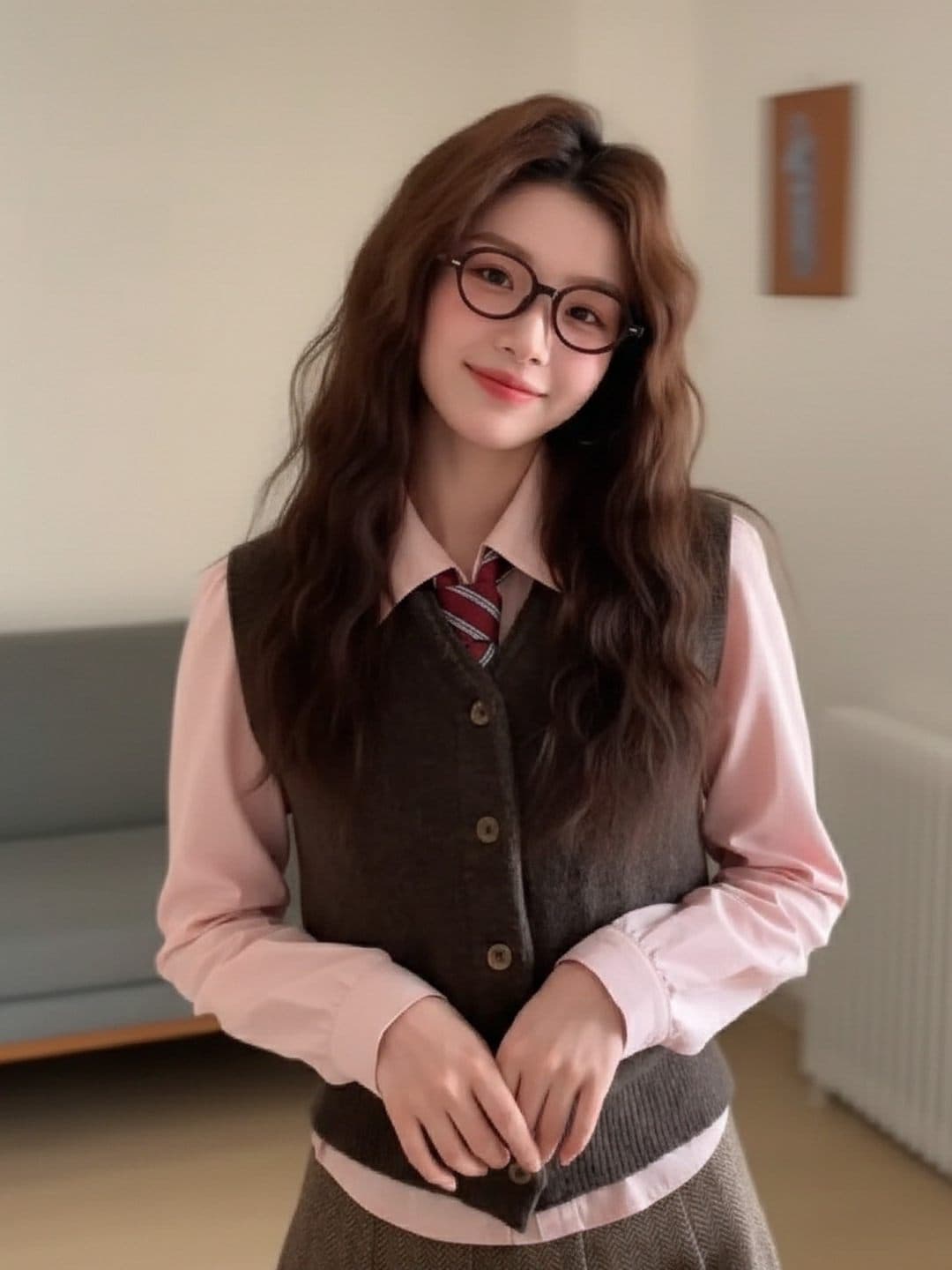 학원 스타일 다용도 정장 스웨터 베스트 오픈 가디건 여성 봄 가을 겨울 새로운 민소매 V넥 외출용 니트 조끼 상세 이미지 7