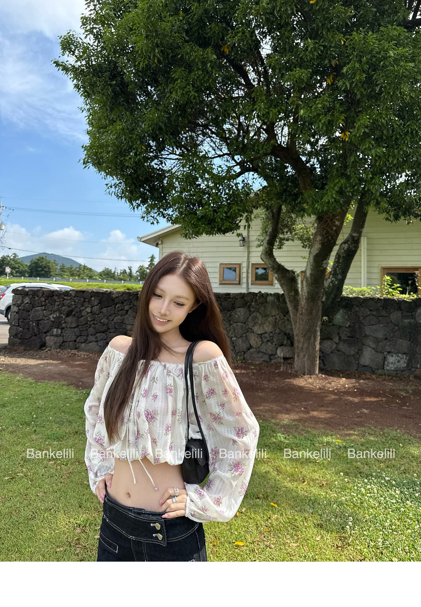 밤나무 코코아 bankelili rl 중년 꽃무늬 오프숄더 펌프 로프 꽃무늬 슬림해 보이는 연령 감소 여성 셔츠 여름 상세 이미지 11