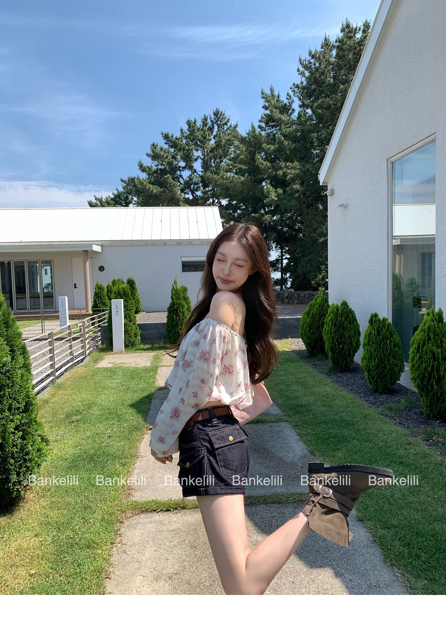 밤나무 코코아 bankelili rl 중년 꽃무늬 오프숄더 펌프 로프 꽃무늬 슬림해 보이는 연령 감소 여성 셔츠 여름 상세 이미지 21