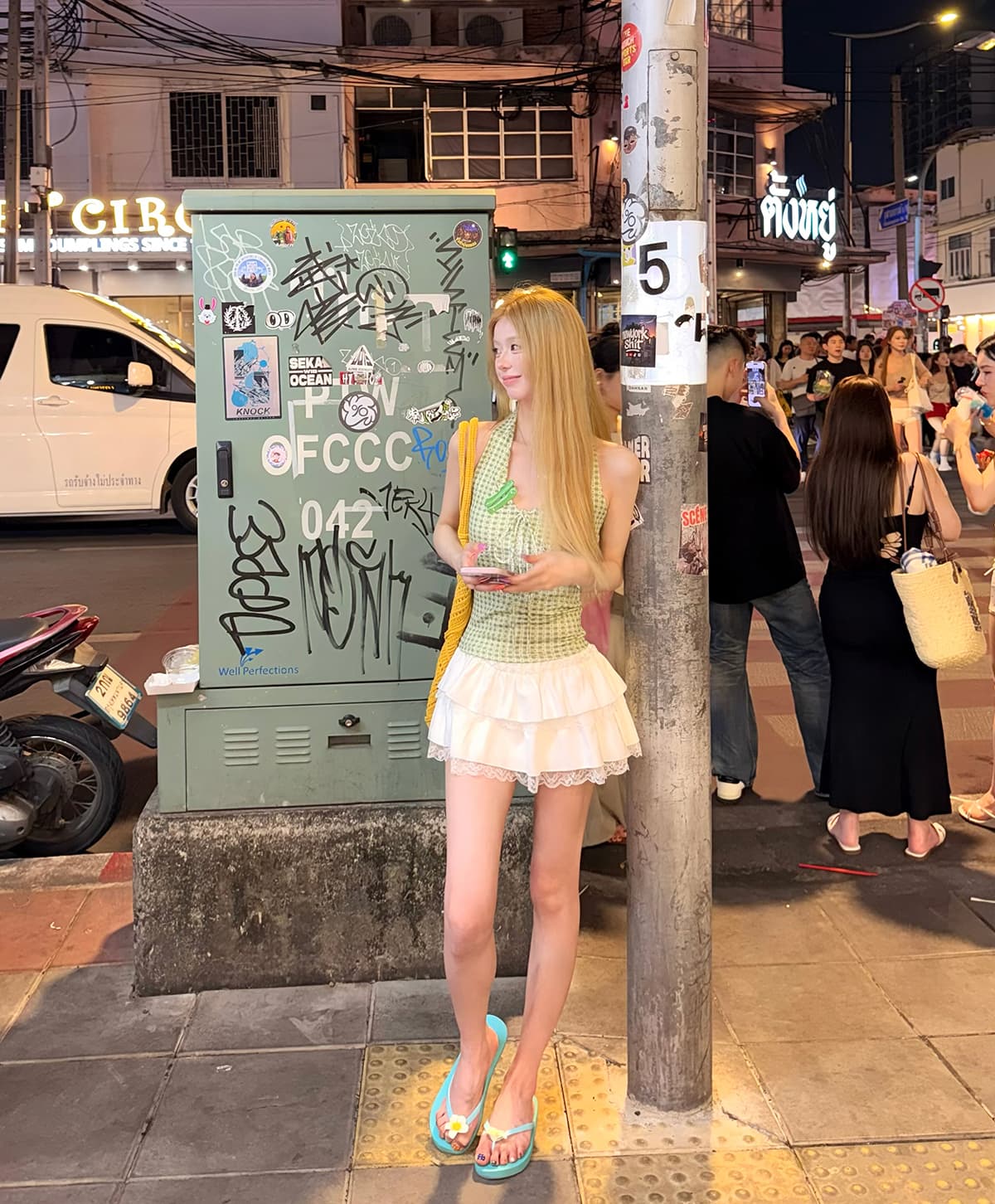 turned 핫걸 V넥 녹색 행침 목 슬립 맨위 여성 여름 2026 새로운 외출용 도파민 ins 조끼 상세 이미지 7