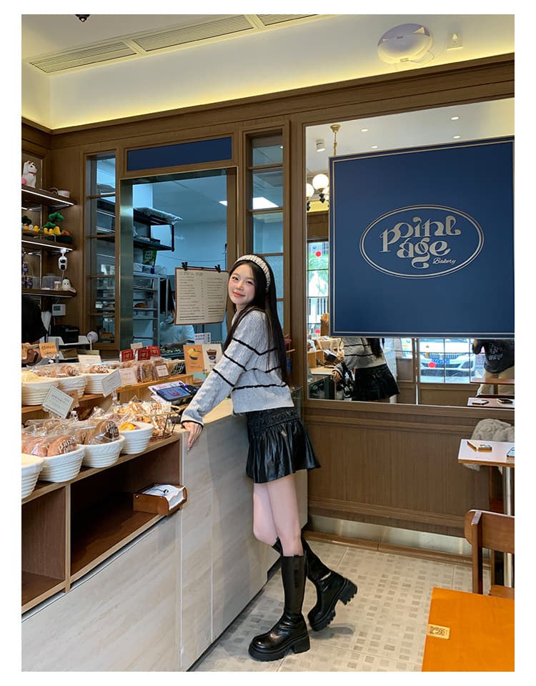 작은 키 새로운 회색 맨위 여성 디자인 센스 나비 매듭 달콤함 패치워크 오픈 가디건 스웨터 상세 이미지 15