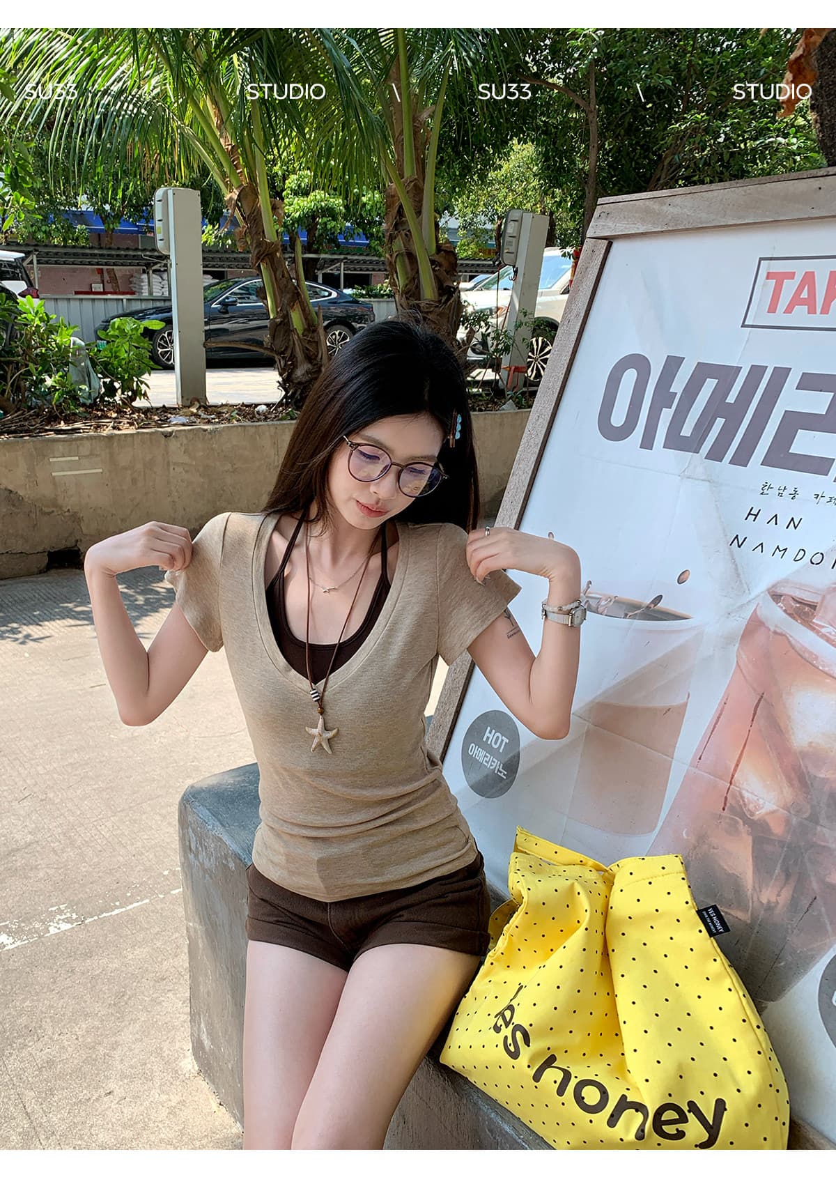 2026 반팔 티셔츠 여성 여름 새로운 스트랩 행침 목 슬립 디자인 센스 작은 대중 페이크 레이어드 몸매 가꾸기 맨위 상세 이미지 17