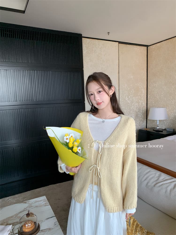 2026 년 봄 가을 새로운 자수 꽃 캐미솔 니트 스웨터 오픈 가디건 여성 투피스 슈트 상세 이미지 29