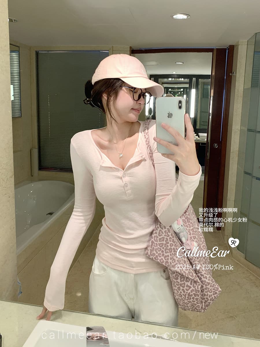 callmeear 미니멀리즘 수식 라이 경기 서울 양모 긴팔 티셔츠 여성 이른 가을 몸매 가꾸기 슬림해 보이는 맨위 상세 이미지 4
