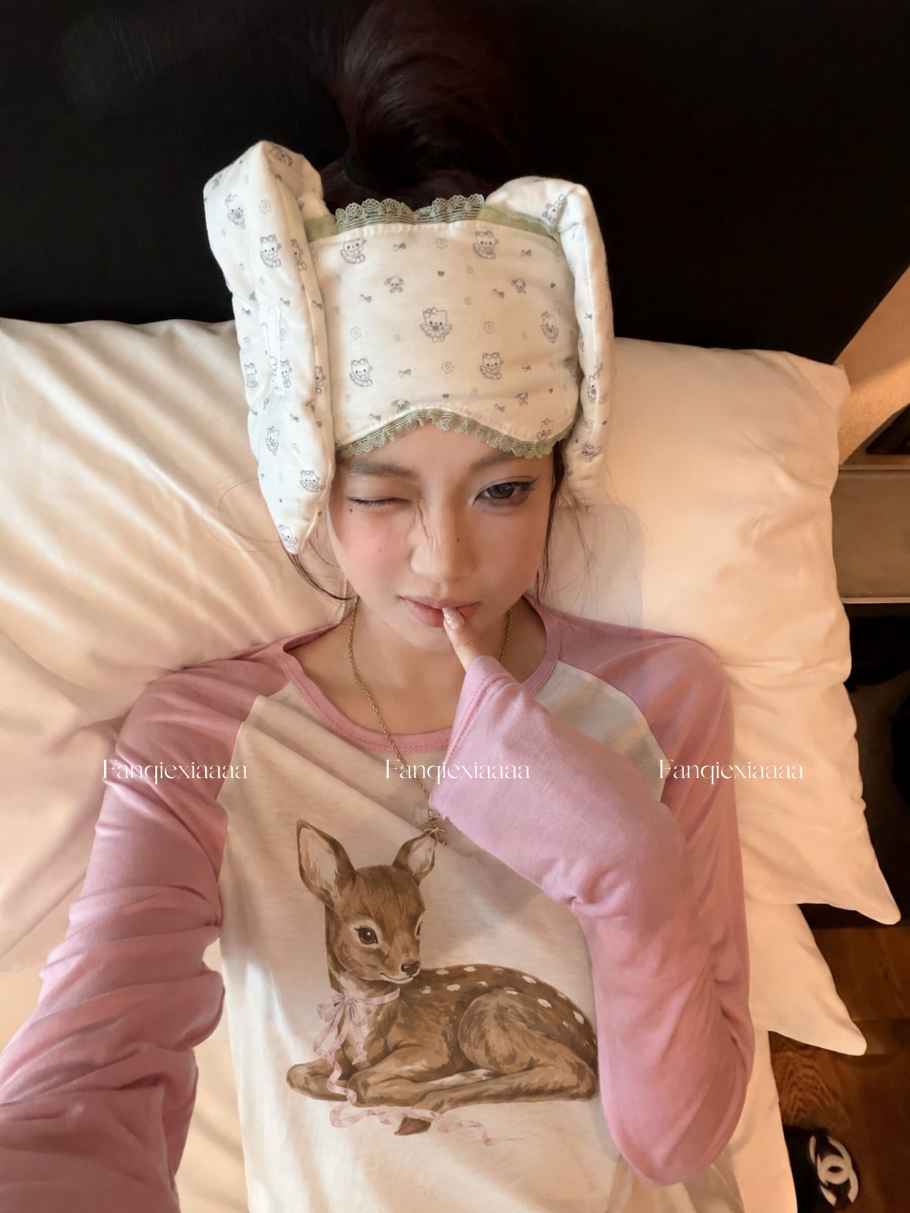 토마토 남자 작은 사슴 충돌 100 라이 경기 서울 삽입 어깨 소매 프린트 긴팔 티셔츠 여성 배색 라운드 넥 자외선 차단 맨위