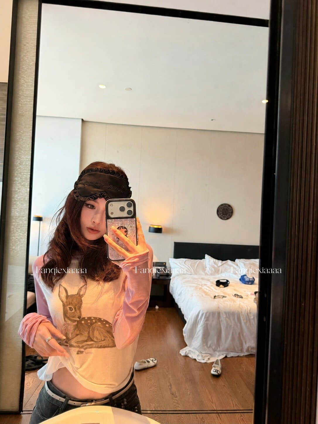 토마토 남자 작은 사슴 충돌 100 라이 경기 서울 삽입 어깨 소매 프린트 긴팔 티셔츠 여성 배색 라운드 넥 자외선 차단 맨위 상세 이미지 8