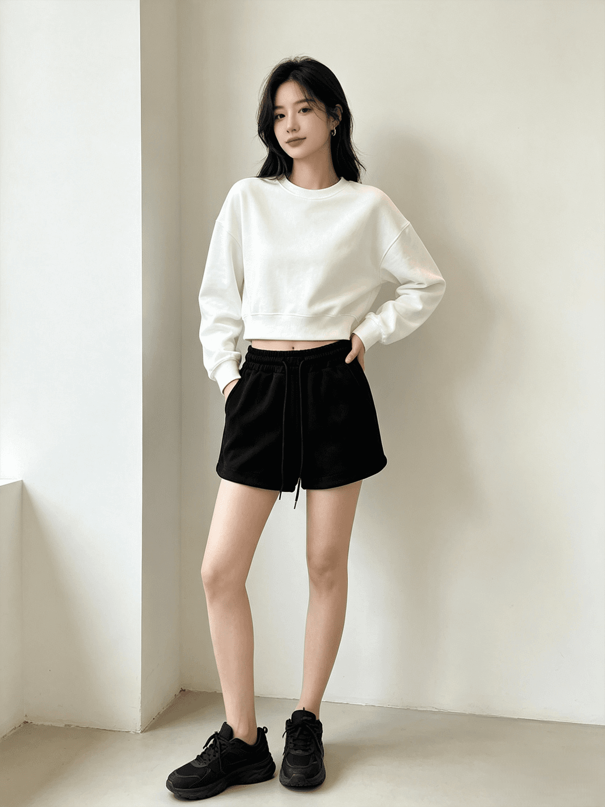 실사 패션 모방 스웨이드 원단 캐주얼 바지 여성 가을 겨울 새로운 하이웨이스트 스트레이트 타이트 스커트 반바지 이미지 2