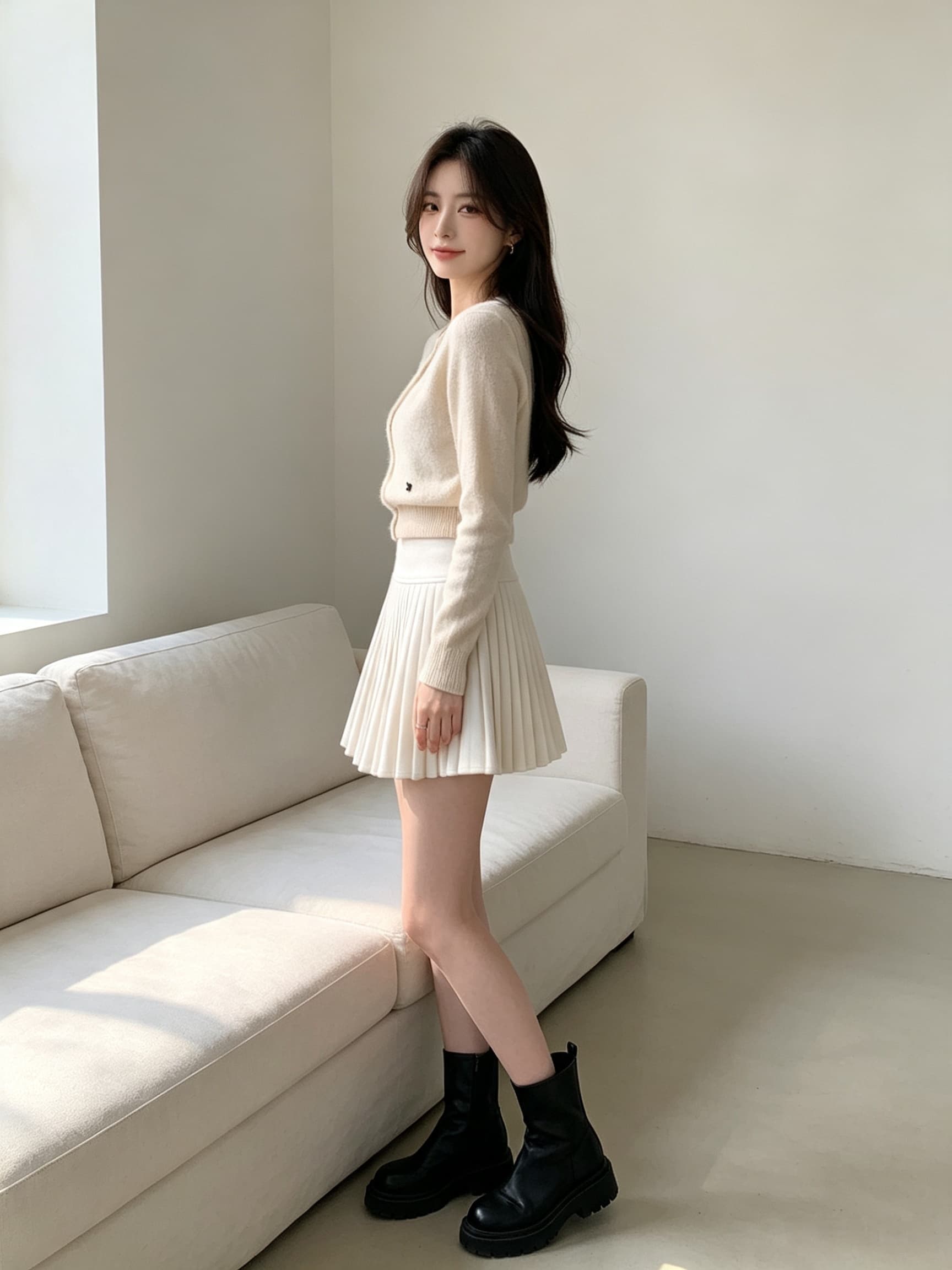 실사 하이웨이스트 플리츠 스커트 여성 작은 키 2026 새로운 연령 감소 다용도 미니 스커트 슬림해 보이는 한 마디 반신 스커트 상세 이미지 3