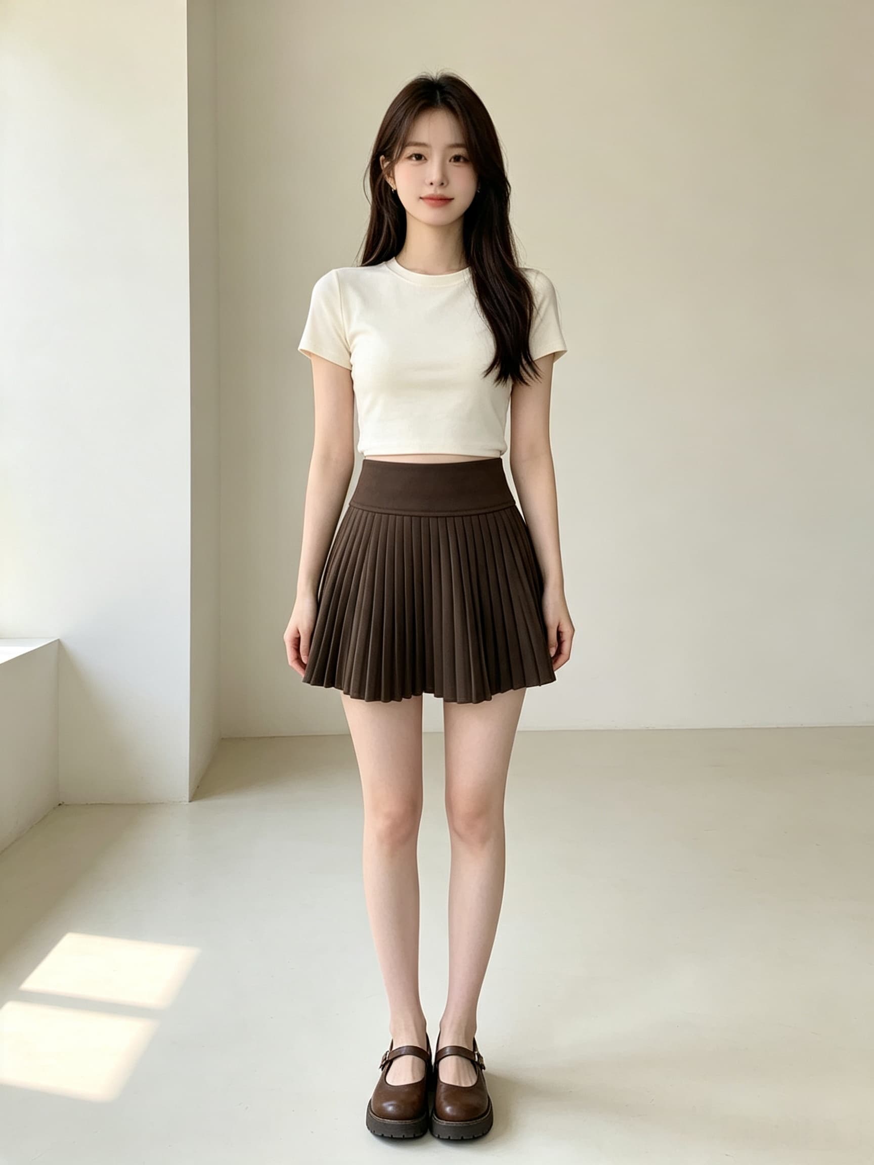 실사 하이웨이스트 플리츠 스커트 여성 작은 키 2026 새로운 연령 감소 다용도 미니 스커트 슬림해 보이는 한 마디 반신 스커트 상세 이미지 6