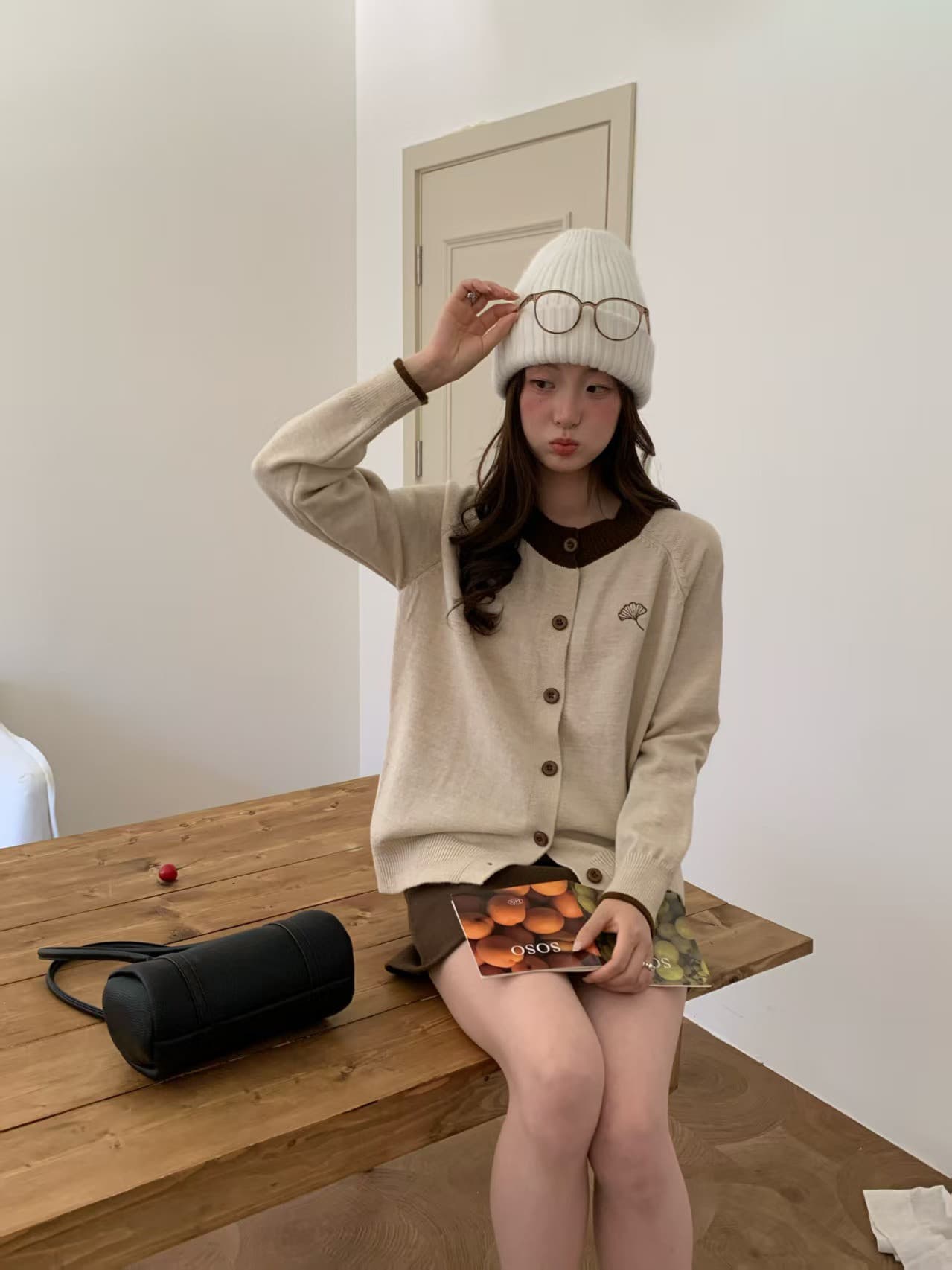 한 부서 레트로 라운드 넥 더블 지퍼 스웨터 여성 코트 2026 가을 겨울 새로운 루즈핏 다용도 니트 오픈 가디건 맨위 상세 이미지 7