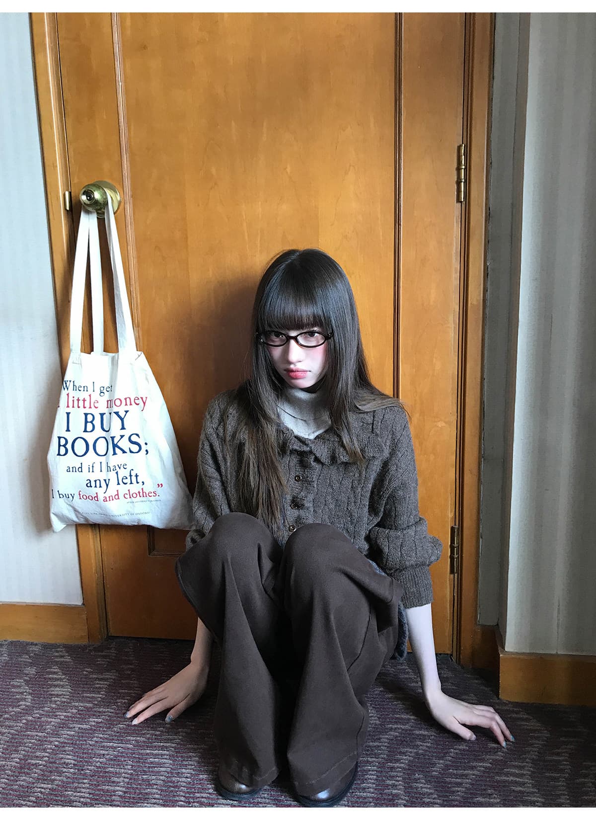 안녕하세요. 대포 무거운 작업 프릴 칼라 꽈배기 니트 오픈 가디건 여성 봄 작은 대중 캐주얼 부드러운 찹쌀 풀오버 이미지 2