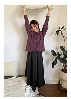 안녕하세요. 대포 무거운 작업 프릴 칼라 꽈배기 니트 오픈 가디건 여성 봄 작은 대중 캐주얼 부드러운 찹쌀 풀오버 상세 이미지 3