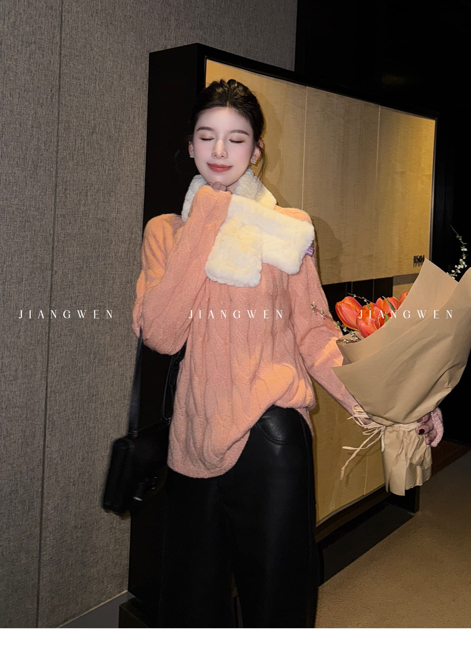 따뜻한 부드럽다 찹쌀 달콤함 라운드 넥 꽈배기 니트 양모 2026 고유 한 슈퍼 잘 생긴 스웨터 여자 상세 이미지 7