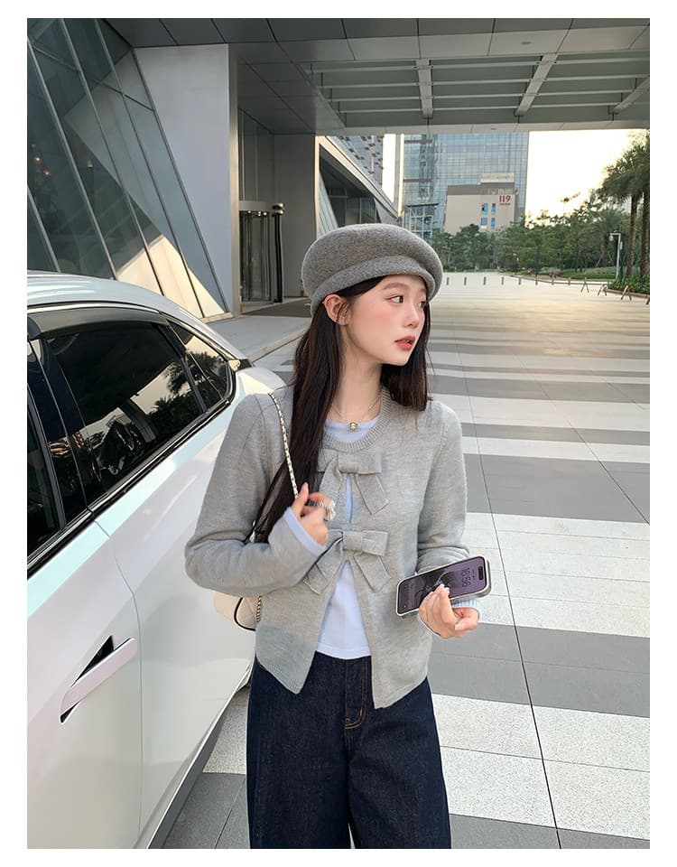 케이크를 잘라 직접 만든 작은 키 새로운 맨위 여성 디자인 센스 나비 매듭 페이크 레이어드 스웨터 니트 스웨터 털 셔츠 상세 이미지 14