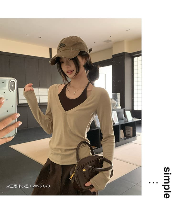 송 긍정적 인 En 한 부서 아름다운 긴팔 티셔츠 여성 이른 가을 착용 가져 가라. 분위기 센스 자이언트 잘 생긴 인사이드 가져 가라. 기본 셔츠 작은 맨위 상세 이미지 6