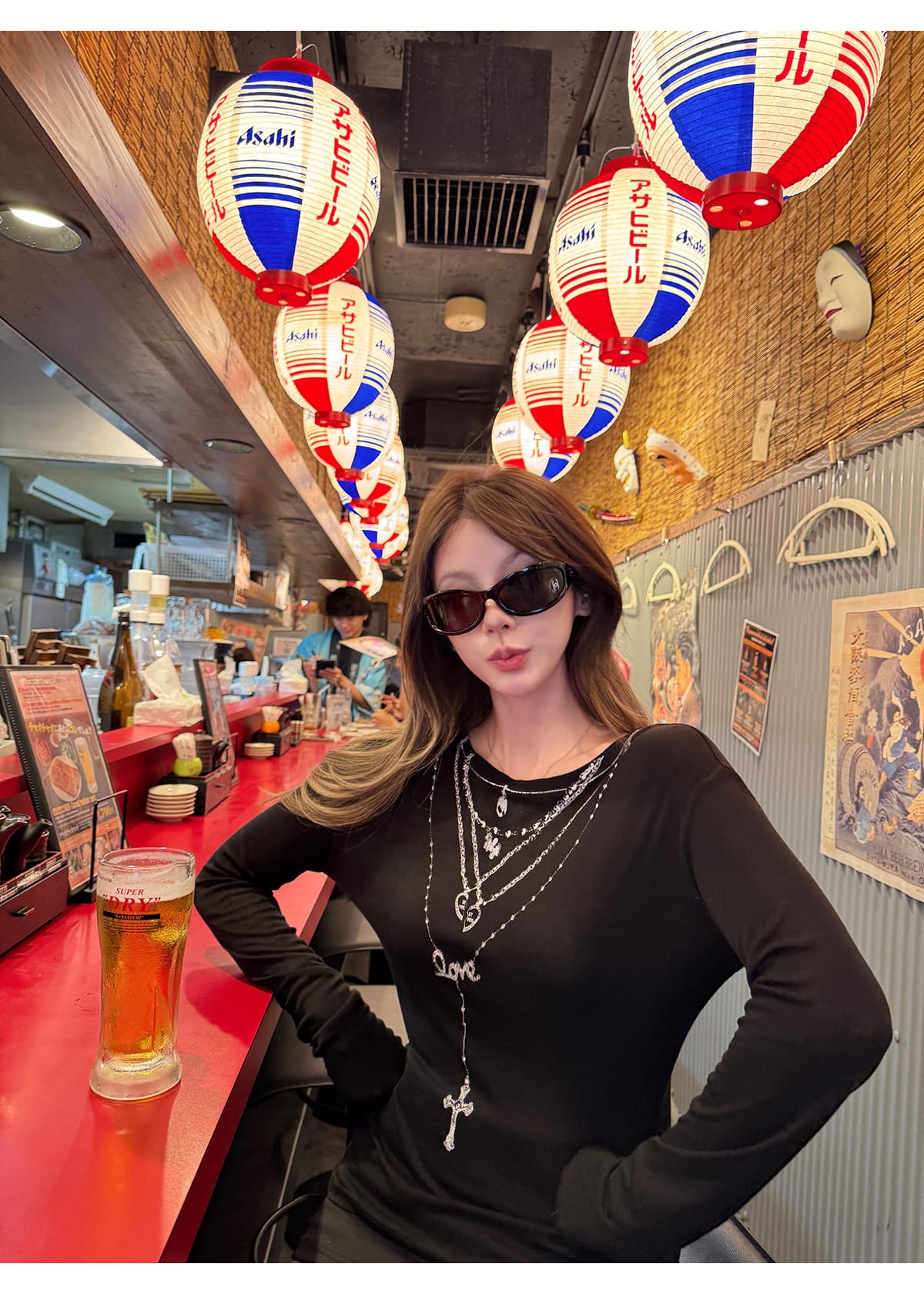 13 세 忻 모 S 카드 지원 맞춤 목걸이 프린트 기초 라운드 넥 긍정적 인 어깨 2 색 기본 셔츠 상세 이미지 5