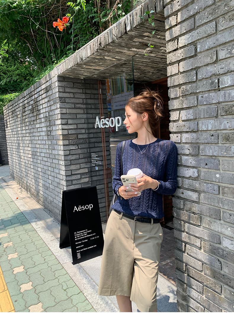 xzichic 가져 오기 그리고 종이 모래 라운드 넥 긴팔 모직물 마이크로 루즈핏 분위기 센스 슬림해 보이는 작은 셔츠 여성 가을 상세 이미지 36
