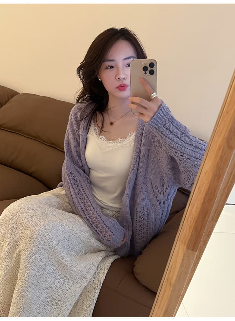단어 인사이드 달콤함 품격 캐주얼 오픈 가디건 블라우스 2026 새로운 한국 스타일 슬림해 보이는 루즈핏 맨위 여성 코트 상세 이미지 27