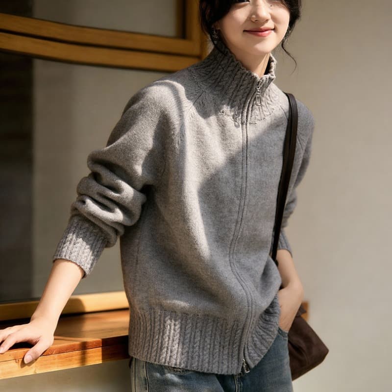 pusumede 감기 분위기 센스 부드러운 찹쌀 모방 밍크 울 스트라이프 스웨터 오픈 가디건 여성 품격 니트 재킷 맨위 이미지 3