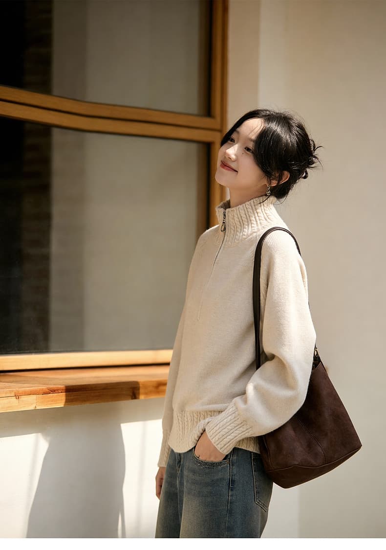 pusumede 감기 분위기 센스 부드러운 찹쌀 모방 밍크 울 스트라이프 스웨터 오픈 가디건 여성 품격 니트 재킷 맨위 상세 이미지 5