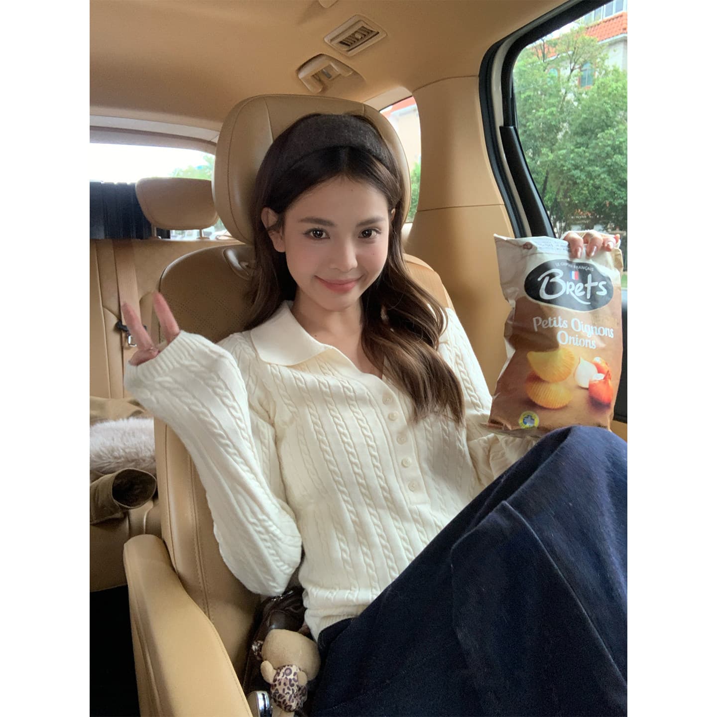 송 긍정적 인 En 한 부서 베이지 색 긴팔 POLO 칼라 니트 스웨터 여성 이른 가을 부드러운 바람 몸매 가꾸기 슬림해 보이는 아름다운 맨위 이미지 2