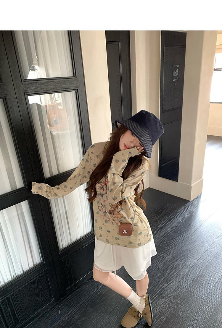 asspaa 한 부서 만화 프린트 자외선 차단 긴팔 티셔츠 여성 2026 새로운 느긋한 루즈핏 블라우스 맨위 상세 이미지 8
