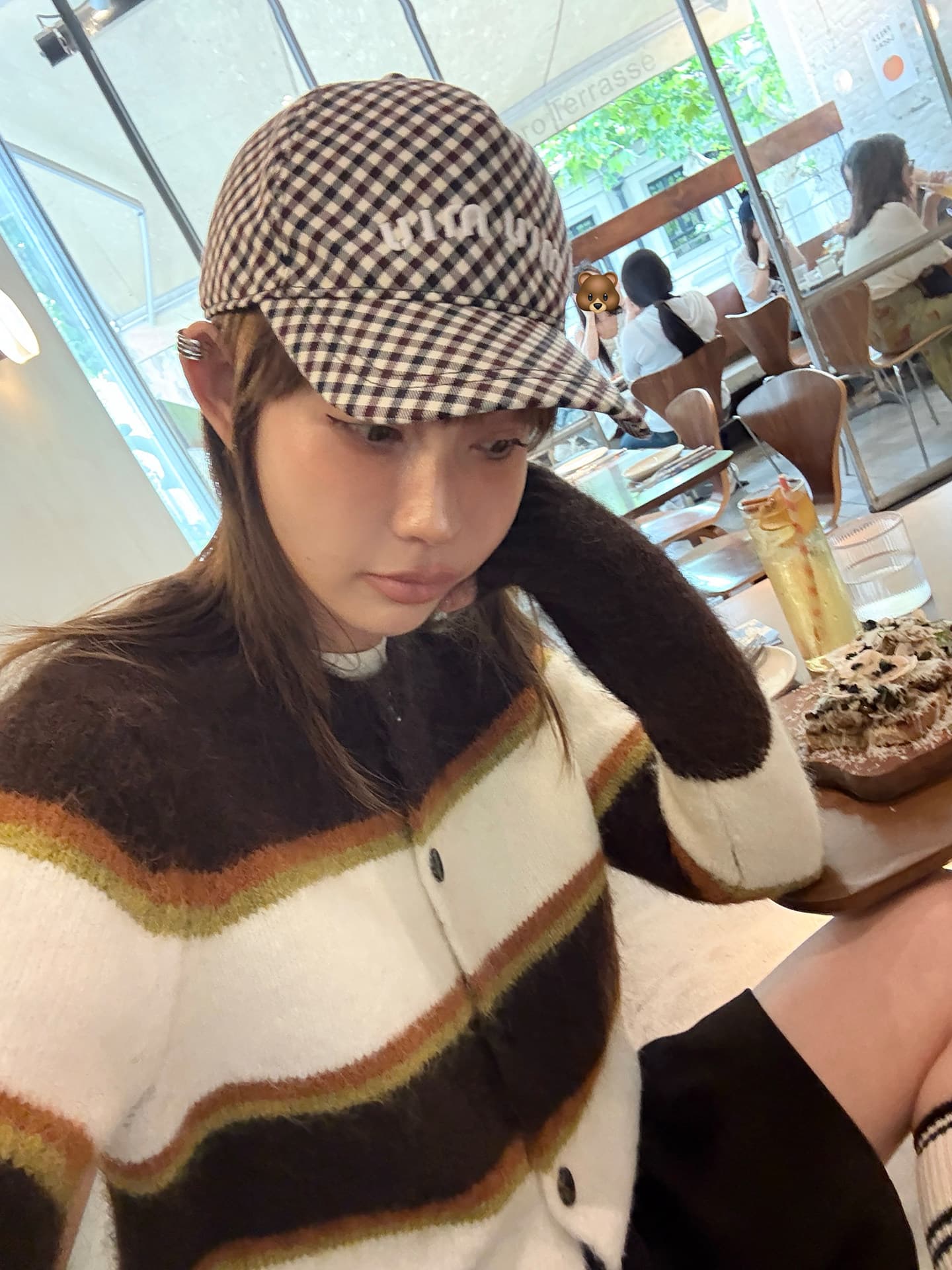 초콜릿 웨이 화학 클래식 양모 배색 스트라이프 라운드 넥 스웨터 가을 새로운 오픈 가디건 짧은 외투