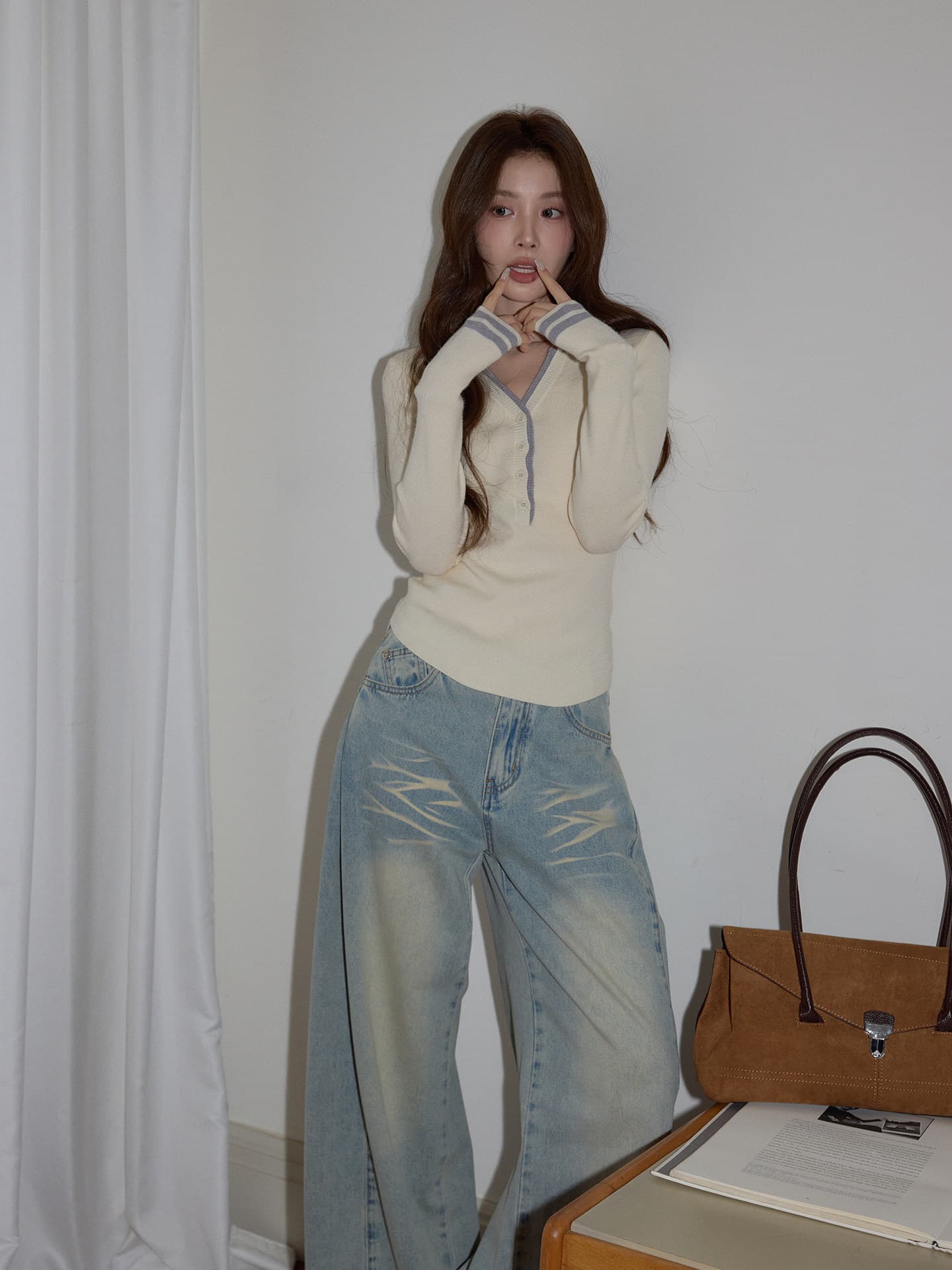 시끄러운 홈 가을 인사이드 가져 가라. 기본 셔츠 여성 긴 소매 털 셔츠 맨위 고급 몸매 가꾸기 폴로 칼라 니트 스웨터 수 있습니다. 외출용 이미지 3