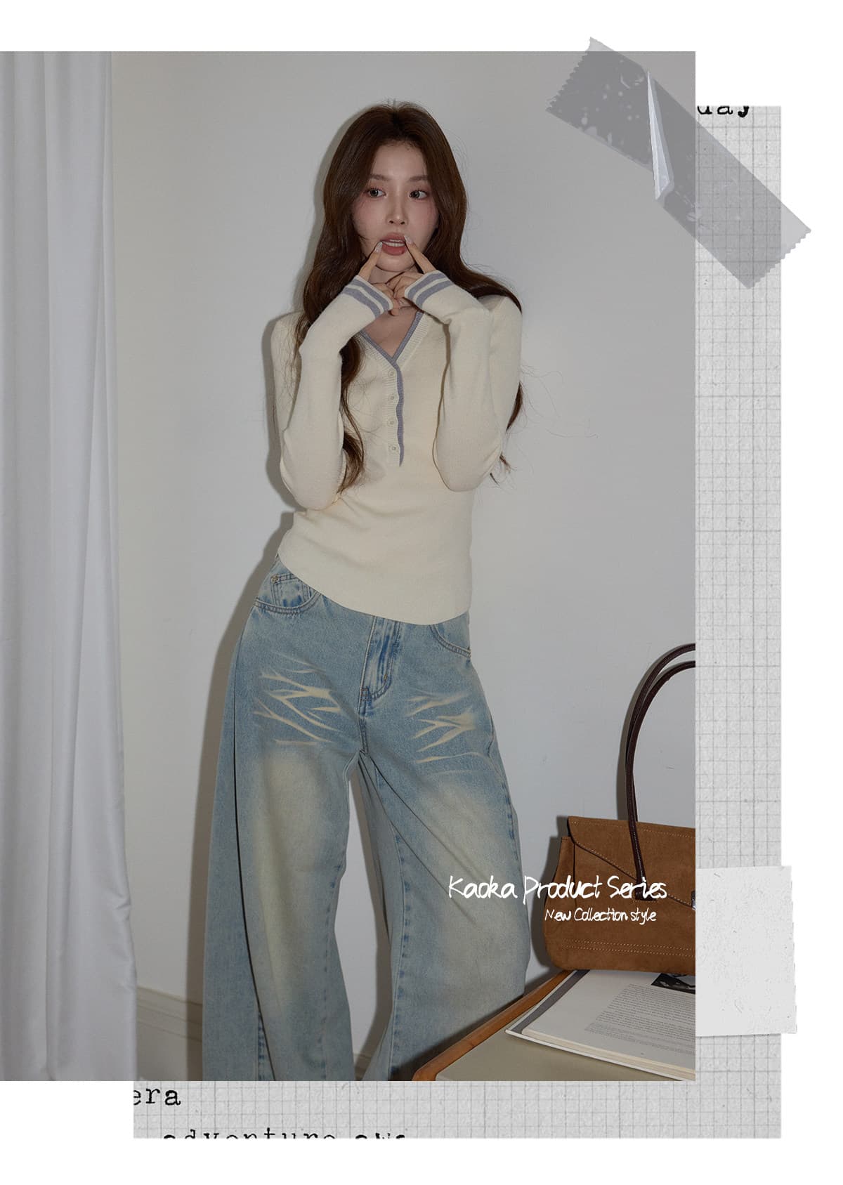 시끄러운 홈 가을 인사이드 가져 가라. 기본 셔츠 여성 긴 소매 털 셔츠 맨위 고급 몸매 가꾸기 폴로 칼라 니트 스웨터 수 있습니다. 외출용 상세 이미지 5