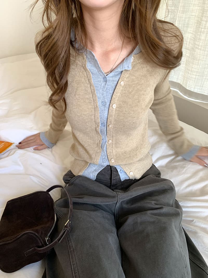 im ~까지 세련된 스택 음악 한 부서 계층의 감각 몸매 가꾸기 맨위 여성 페이크 레이어드 패치워크 색상 양모 니트 오픈 가디건 상세 이미지 30