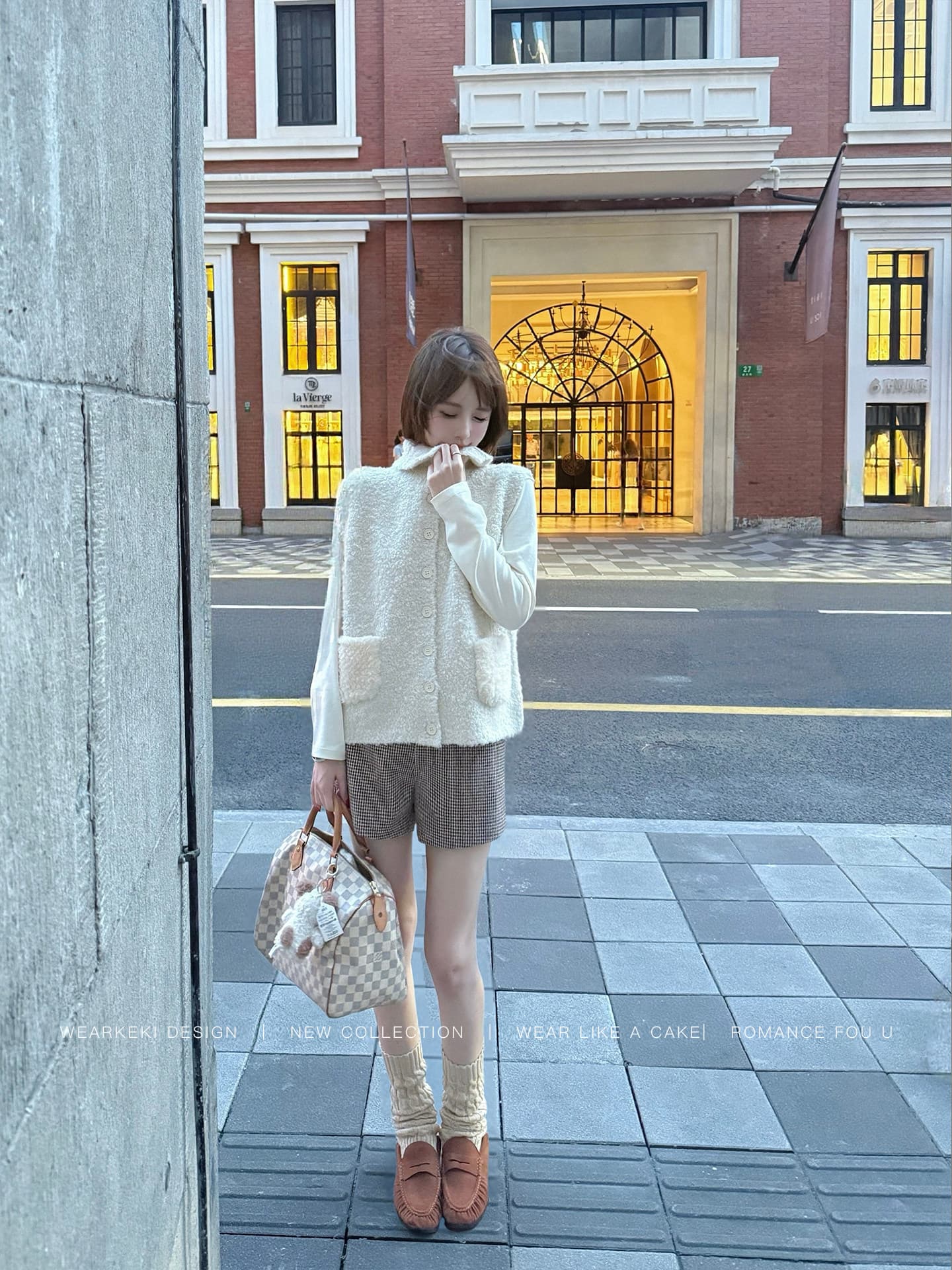 wearkeki 작은 어린 양 민소매 스탠드 칼라 양모 니트 조끼 여자 작은 키 가을 겨울 외부 가져 가라. 스택 착용 조끼 상세 이미지 9