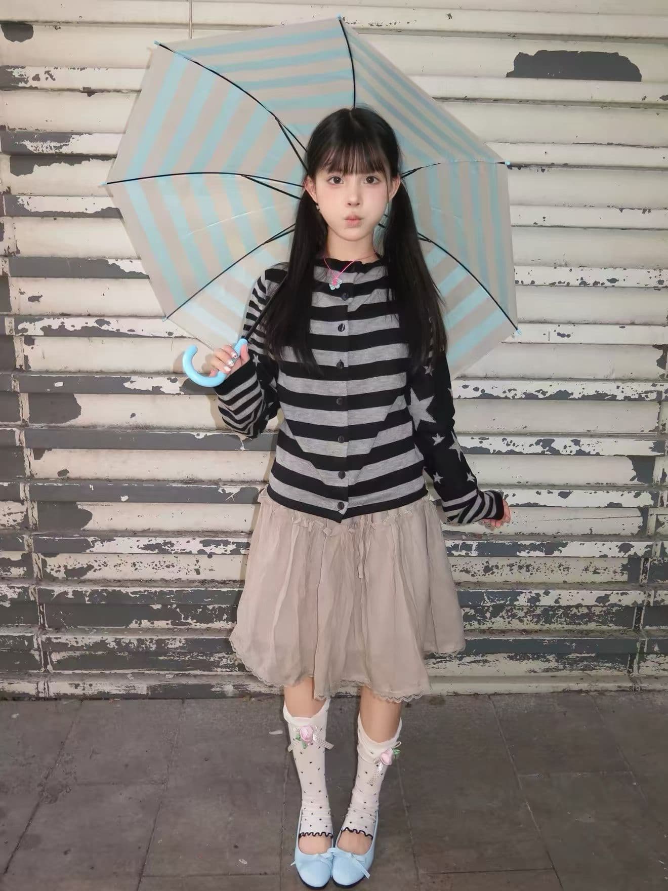 아메리칸 레트로 별 스트라이프 오픈 가디건 여성 패치워크 디자인 센스 느긋한 바람 루즈핏 오픈 가디건 스웨터 이미지 4