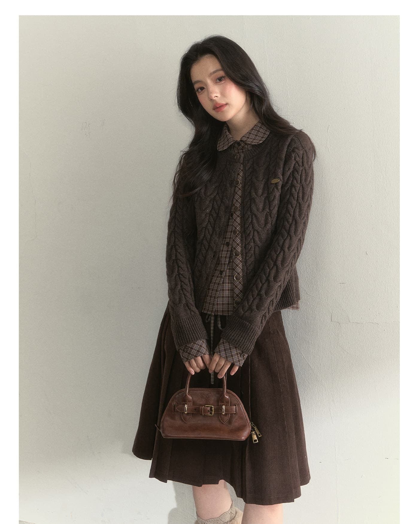 sunsetpark 일몰 박 소나무 숲 ~ 중 황혼 호주 털 페이크 레이어드 베이비 칼라 학원 니트 스웨터 상세 이미지 6