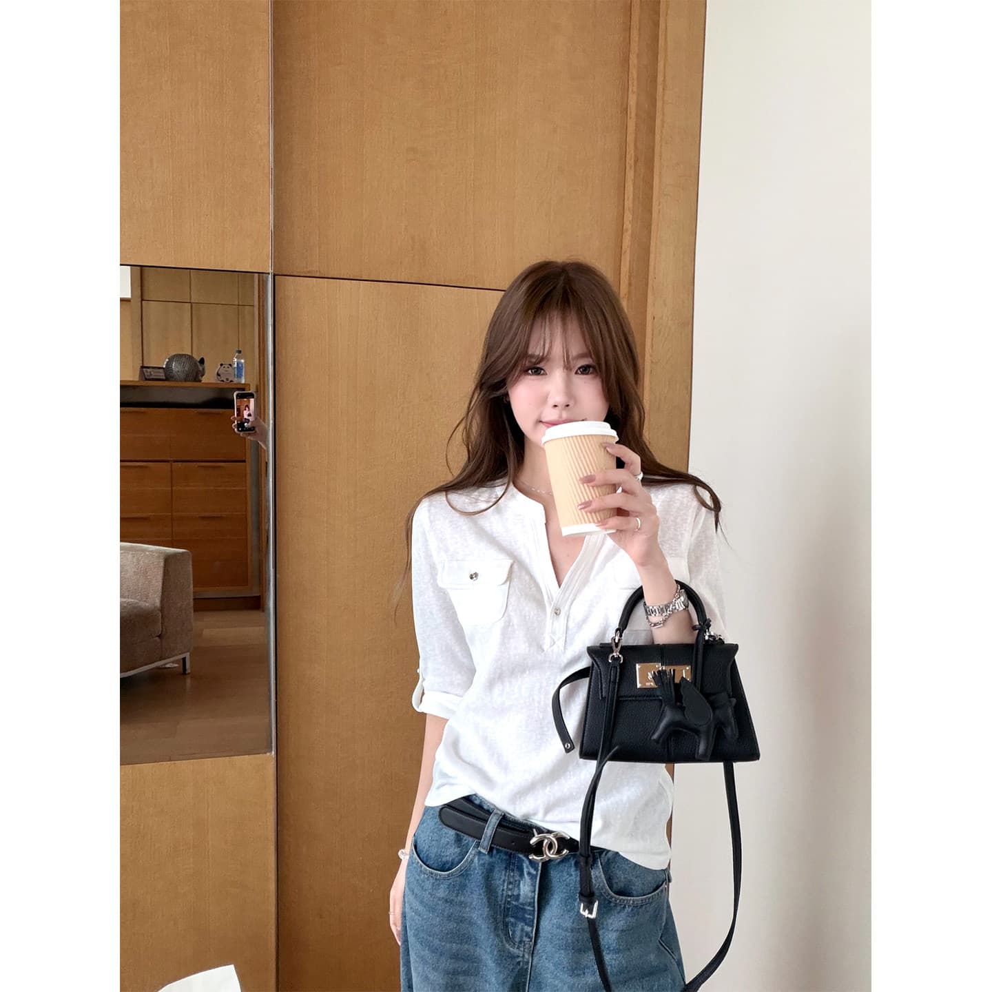 yookson 느슨함 basic 현재 문제 chao 사랑 높음 비율 부드럽다 면 편안함 통기성 중간 소매 티셔츠 여성