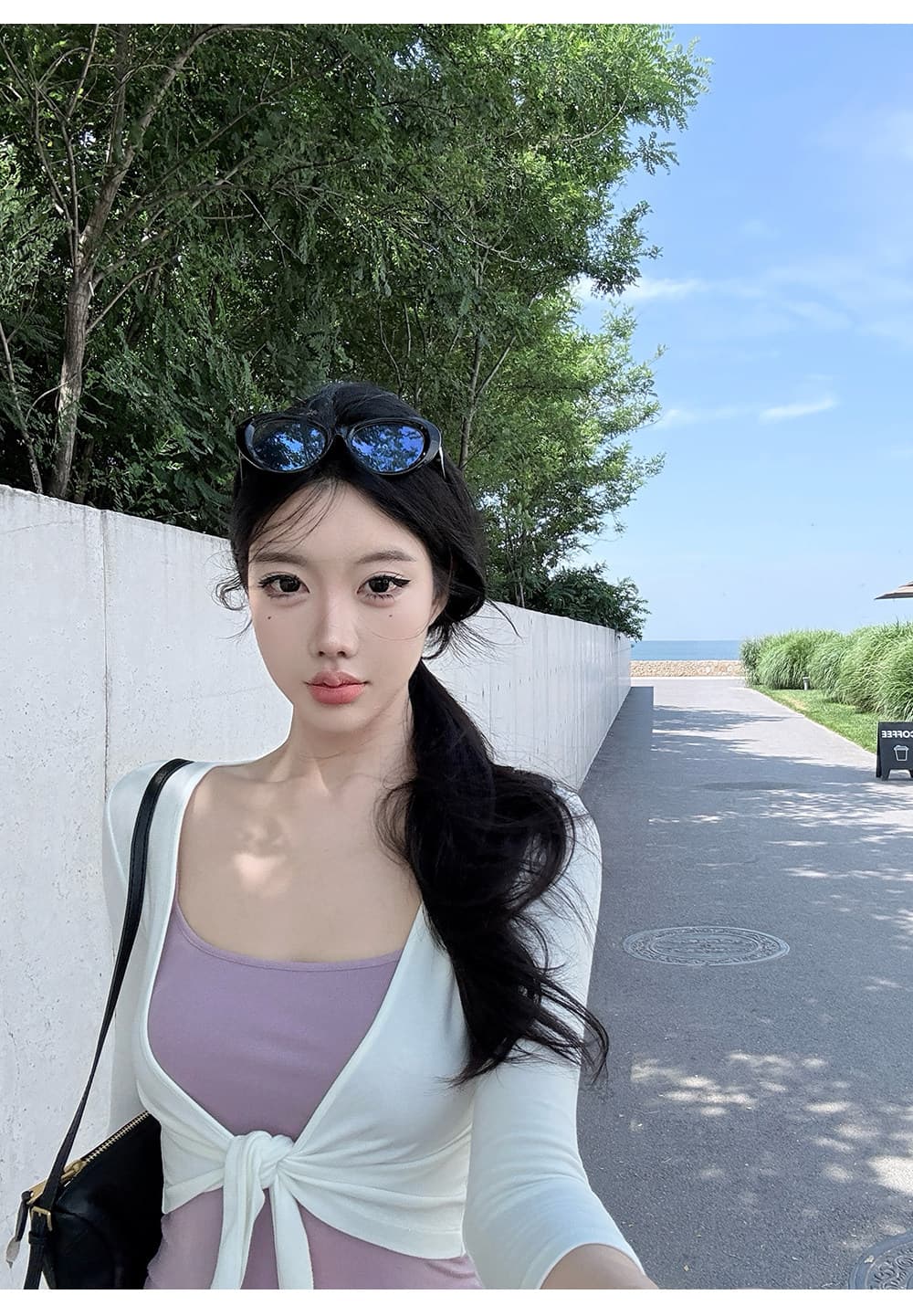 laareetoo 7부 소매 스트랩 오픈 가디건 여성 2026 새로운 디자인 센스 쇼트 스타일 맨위 슬림해 보이는 투피스 세트 상세 이미지 13