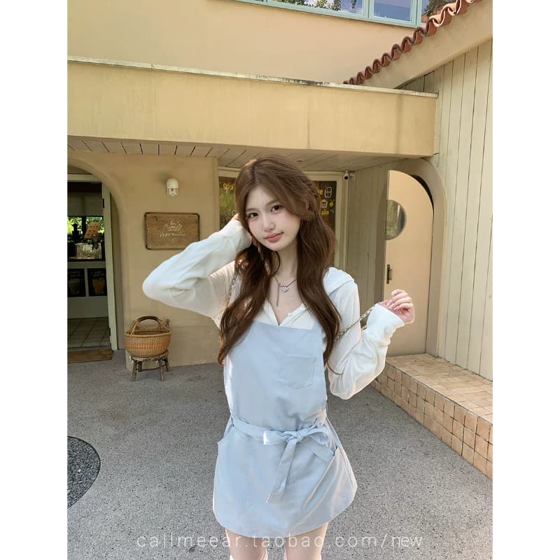 callmeear 후드 긴 소매 티셔츠 기초 다용도 긴팔 티셔츠 여성 이른 가을 캐주얼 맨위 상세 이미지 3