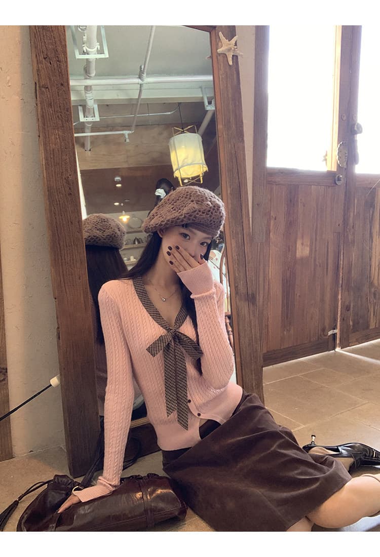 레드 맨 파빌리온 스웨터 여자 가을 겨울 수 있습니다. 외출용 인사이드 가져 가라. 느긋한 고급 센스 긴팔 맨위 핑크색 디자인 센스 니트 스웨터 상세 이미지 8