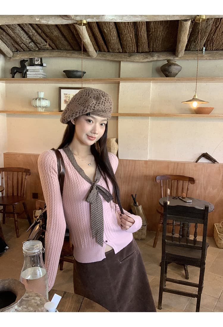 레드 맨 파빌리온 스웨터 여자 가을 겨울 수 있습니다. 외출용 인사이드 가져 가라. 느긋한 고급 센스 긴팔 맨위 핑크색 디자인 센스 니트 스웨터 상세 이미지 11
