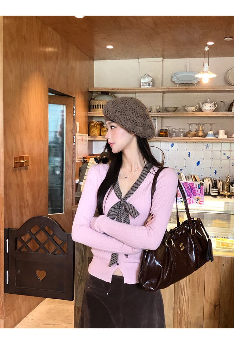 레드 맨 파빌리온 스웨터 여자 가을 겨울 수 있습니다. 외출용 인사이드 가져 가라. 느긋한 고급 센스 긴팔 맨위 핑크색 디자인 센스 니트 스웨터 상세 이미지 15