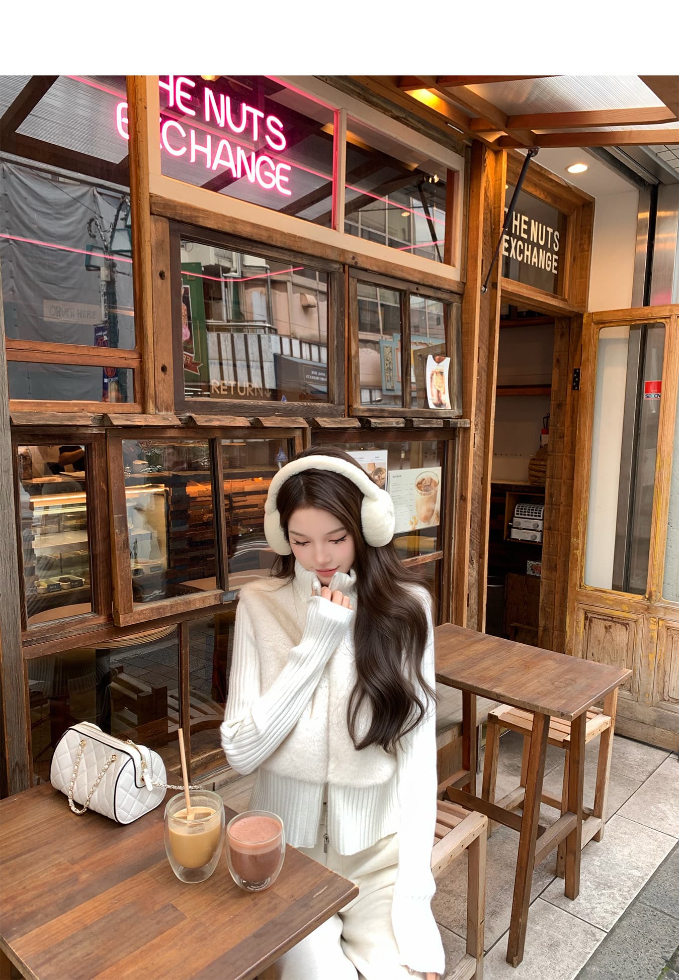 chicyou 따뜻한 벨벳 모조 모피 패치워크 지퍼 니트 몸매 가꾸기 다용도 재킷 상세 이미지 24