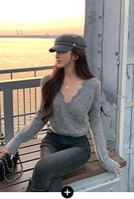 achi 대 또한 수영장 양 낙타 모헤어 화이트 V넥 홀로우 아웃 니트 기본 셔츠 맨위 여성 루즈핏 양모 스웨터 상세 이미지 5