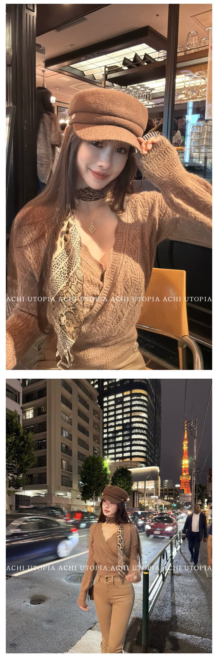 achi 대 또한 수영장 양 낙타 모헤어 화이트 V넥 홀로우 아웃 니트 기본 셔츠 맨위 여성 루즈핏 양모 스웨터 상세 이미지 9